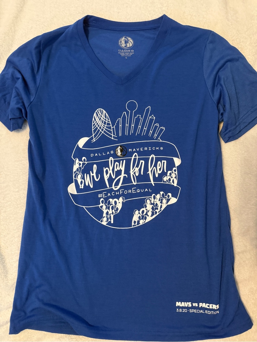 Women's Blue 'We Play For Her' Short Sleeve Tee